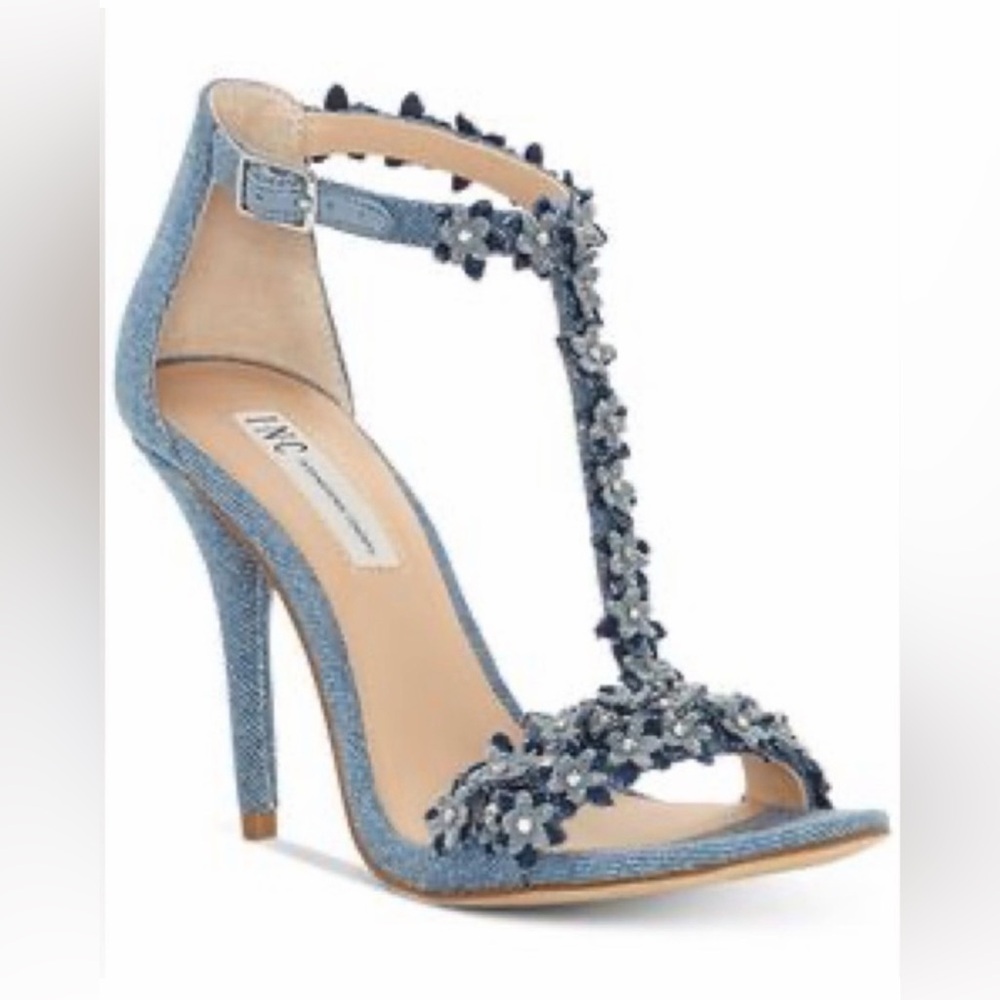 INC International Concepts Women's Denim Embellished Heels